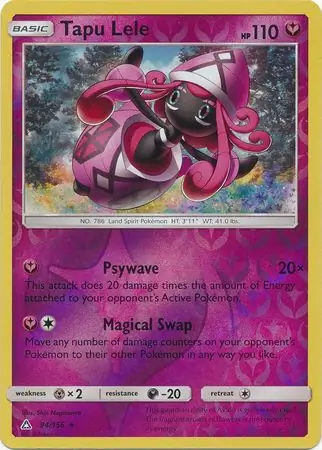 Tapu Lele Reverse Holo Pokemon card from Ultra Prism