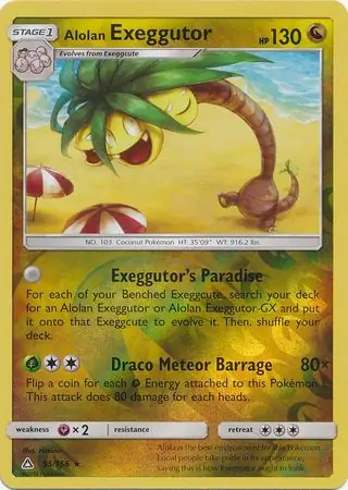 Alolan Exeggutor Reverse Holo Pokemon card from Ultra Prism