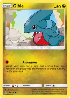Gible Pokemon card from Ultra Prism