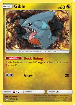 Gible Pokemon card from Ultra Prism