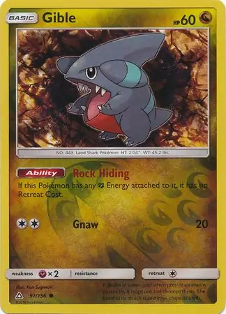 Gible Reverse Holo Pokemon card from Ultra Prism