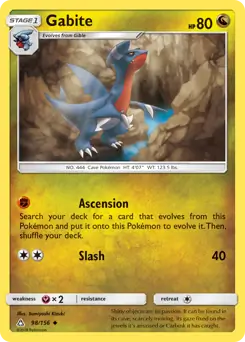 Gabite Pokemon card from Ultra Prism