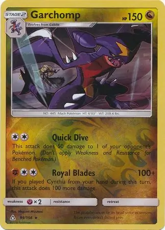 Garchomp Reverse Holo Pokemon card from Ultra Prism