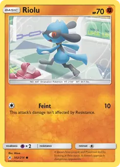 Riolu Pokemon card from Unbroken Bonds