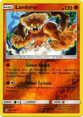 Landorus Reverse Holo Pokemon card from Unbroken Bonds
