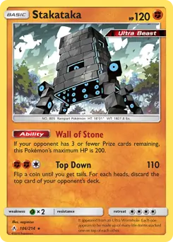 Stakataka Pokemon card from Unbroken Bonds