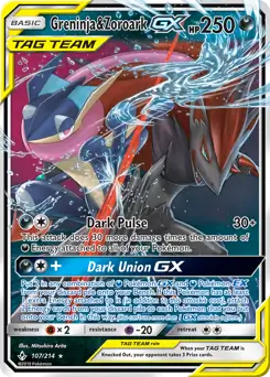 Greninja & Zoroark GX Pokemon card from Unbroken Bonds