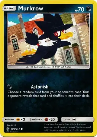 Murkrow Reverse Holo Pokemon card from Unbroken Bonds