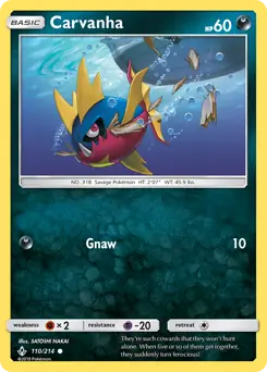 Carvanha Pokemon card from Unbroken Bonds
