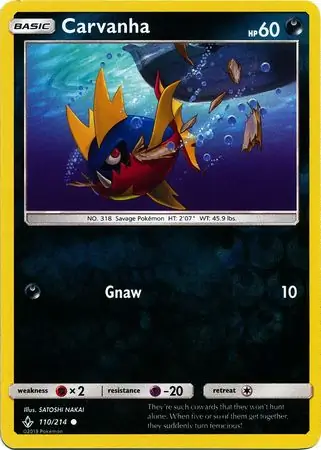 Carvanha Reverse Holo Pokemon card from Unbroken Bonds