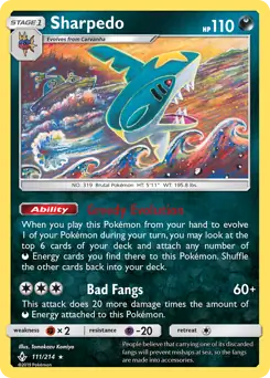 Sharpedo Pokemon card from Unbroken Bonds