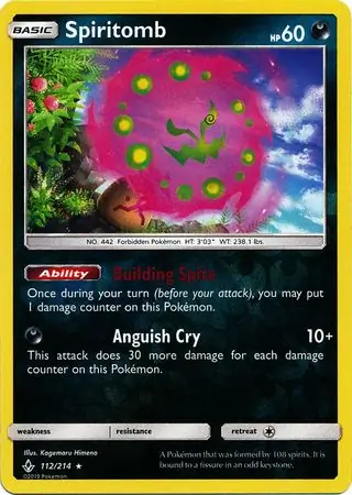 Spiritomb Reverse Holo Pokemon card from Unbroken Bonds