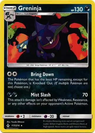 Greninja Reverse Holo Pokemon card from Unbroken Bonds