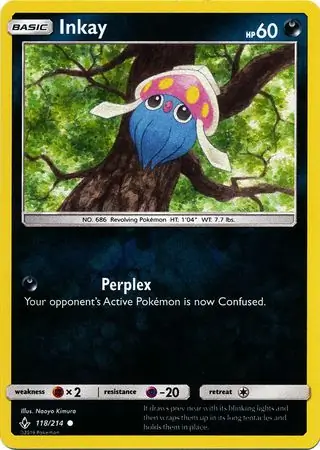 Inkay Reverse Holo Pokemon card from Unbroken Bonds