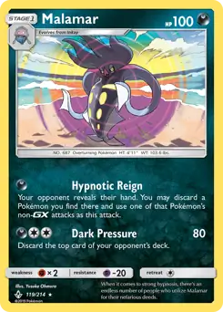 Malamar Pokemon card from Unbroken Bonds
