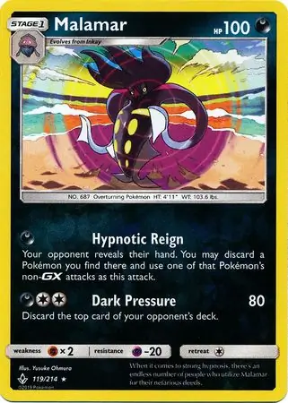 Malamar Reverse Holo Pokemon card from Unbroken Bonds
