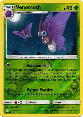 Venomoth Reverse Holo Pokemon card from Unbroken Bonds