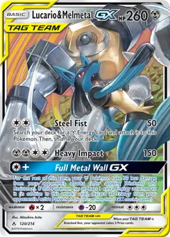 Lucario & Melmetal GX Pokemon card from Unbroken Bonds