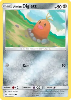 Alolan Diglett Pokemon card from Unbroken Bonds