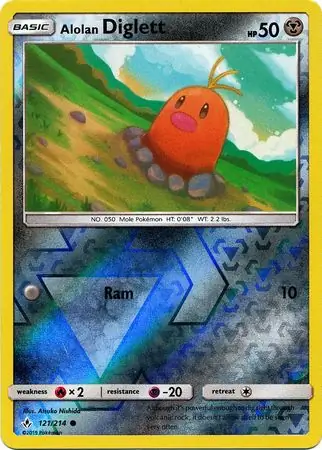 Alolan Diglett Reverse Holo Pokemon card from Unbroken Bonds