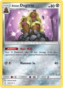 Alolan Dugtrio Pokemon card from Unbroken Bonds