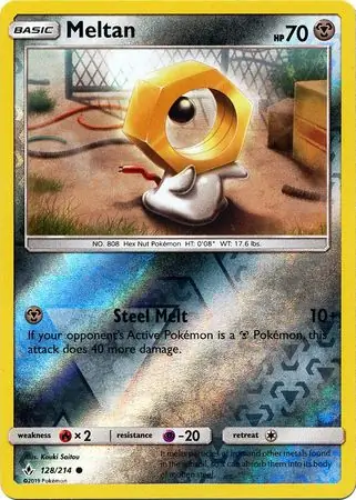 Meltan Reverse Holo Pokemon card from Unbroken Bonds