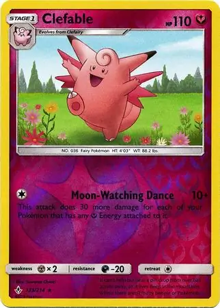 Clefable Reverse Holo Pokemon card from Unbroken Bonds