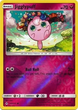 Jigglypuff Reverse Holo Pokemon card from Unbroken Bonds