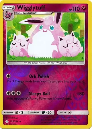 Wigglytuff Reverse Holo Pokemon card from Unbroken Bonds