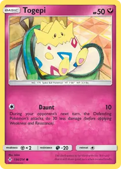 Togepi Pokemon card from Unbroken Bonds