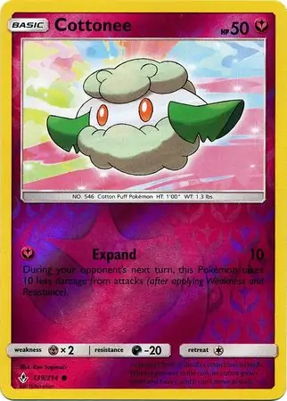 Cottonee Reverse Holo Pokemon card from Unbroken Bonds