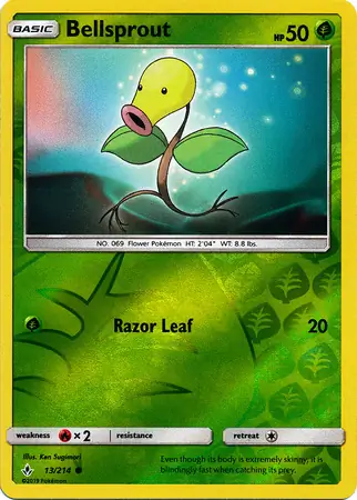 Bellsprout Reverse Holo Pokemon card from Unbroken Bonds