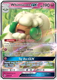 Whimsicott GX Pokemon card from Unbroken Bonds