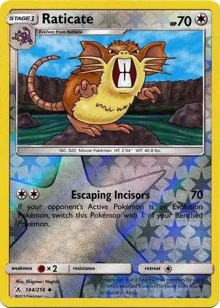 Raticate Reverse Holo Pokemon card from Unbroken Bonds