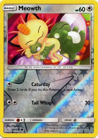 Meowth Reverse Holo Pokemon card from Unbroken Bonds