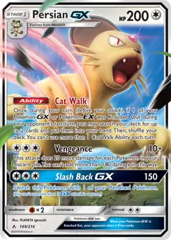 Persian GX Pokemon card from Unbroken Bonds