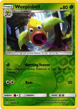 Weepinbell Reverse Holo Pokemon card from Unbroken Bonds