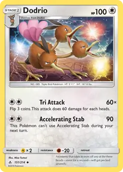 Dodrio Pokemon card from Unbroken Bonds