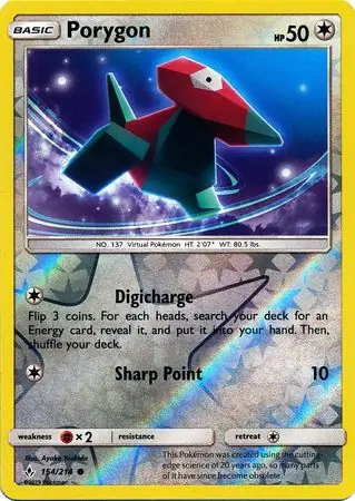 Porygon Reverse Holo Pokemon card from Unbroken Bonds