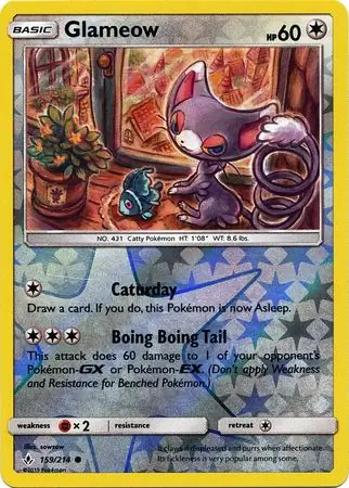 Glameow Reverse Holo Pokemon card from Unbroken Bonds