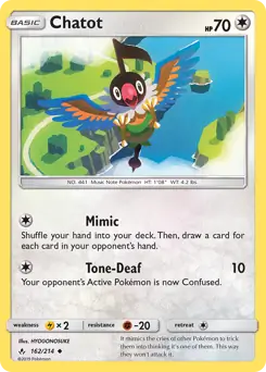 Chatot Pokemon card from Unbroken Bonds