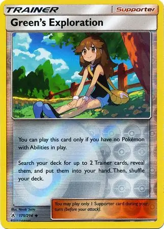 Green's Exploration Reverse Holo Pokemon card from Unbroken Bonds