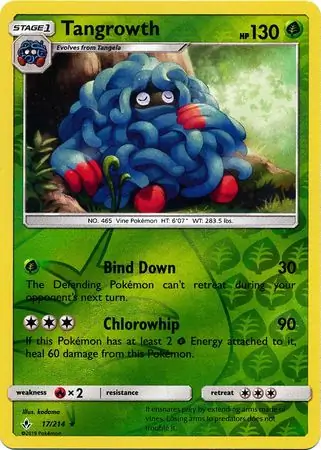Tangrowth Reverse Holo Pokemon card from Unbroken Bonds