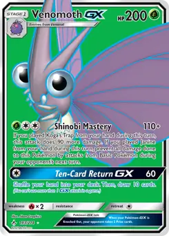 Full Art Venomoth GX Pokemon card from Unbroken Bonds