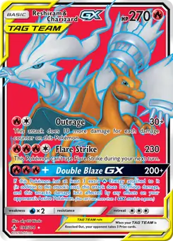 Full Art Reshiram & Charizard GX Pokemon card from Unbroken Bonds