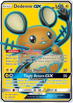 Full Art Dedenne GX Pokemon card from Unbroken Bonds