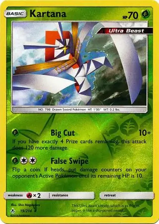 Kartana Reverse Holo Pokemon card from Unbroken Bonds