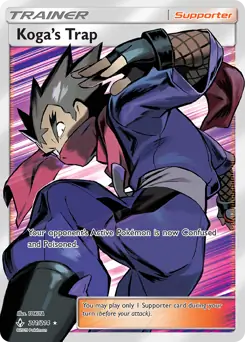Full Art Koga's Trap Pokemon card from Unbroken Bonds