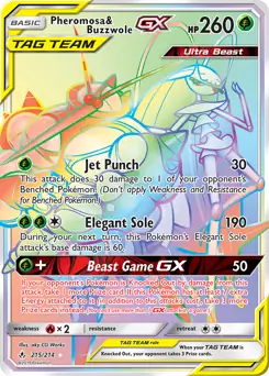 Pheromosa & Buzzwole GX Secret Pokemon card from Unbroken Bonds