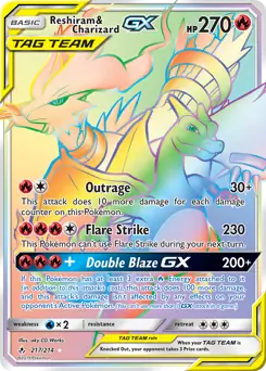 Reshiram & Charizard GX Secret Pokemon card from Unbroken Bonds